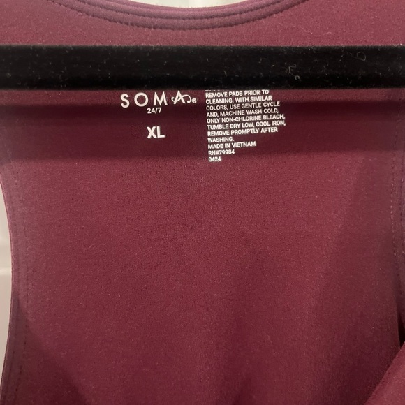 Soma 24/7 V-Neck Sport Dress Skort Racerback Merlot Women's Size Xl Comfort - Picture 2 of 8